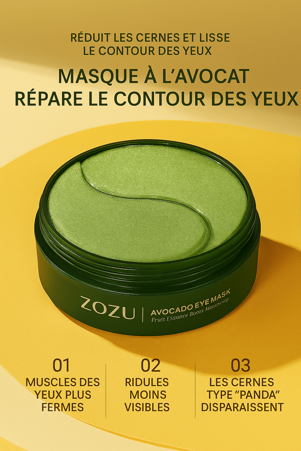 Patchs Yeux ZOZU ✨Or & Avocat🥑 – L’arme fatale anti - cernes (120 patchs) – Accessoire bien - être et maison tendance | MONDOBOX