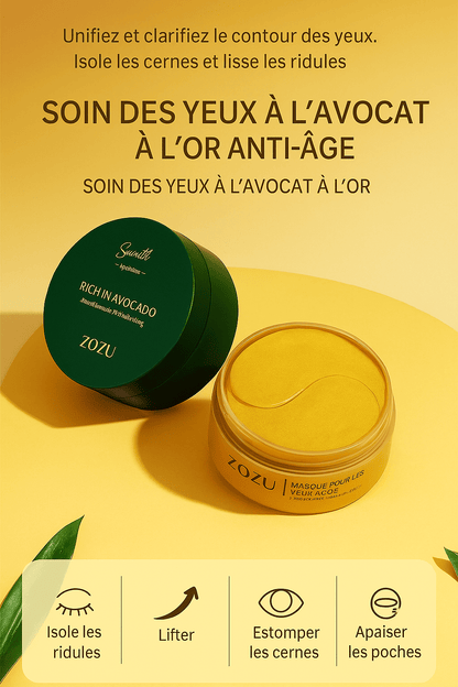 Patchs Yeux ZOZU ✨Or & Avocat🥑 – L’arme fatale anti - cernes (120 patchs) – Accessoire bien - être et maison tendance | MONDOBOX